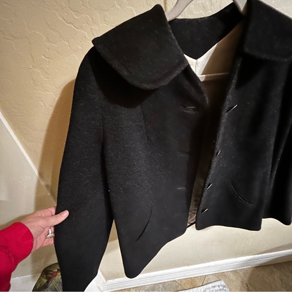 Jack Bloom Wool vintage VTG black dark grey button up blazer collared xs xxs - Picture 8 of 14